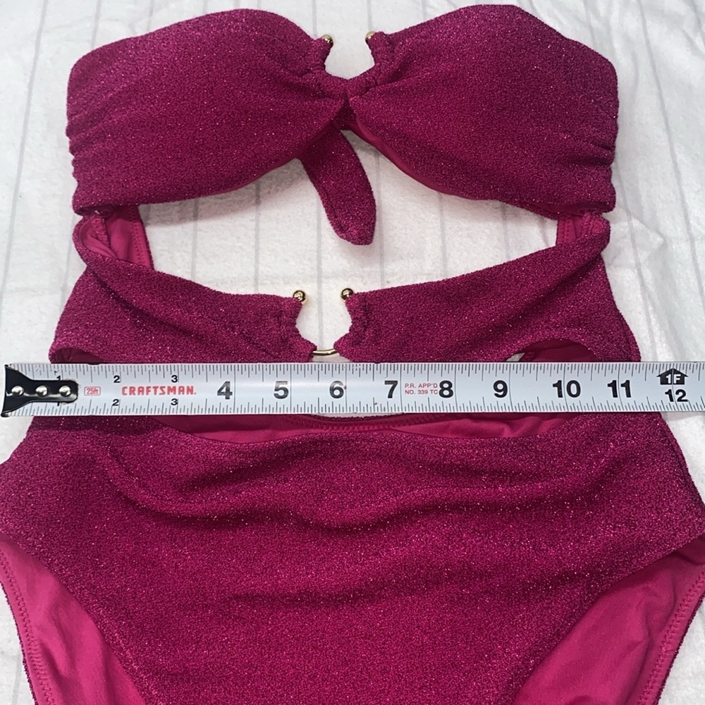 VICTORIA'S SECRET‎ SWIM Shimmer Cut-Out Bandeau One-Piece Swimsuit Size Small - Picture 12 of 13